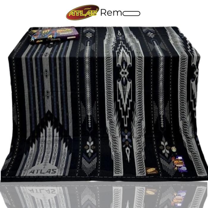 Atlas Sarung Atlas Idaman 555 Harmoni Kembang Motif BHS New JLC SIF GSG no 1 Hitam Sarung Muslim Pri