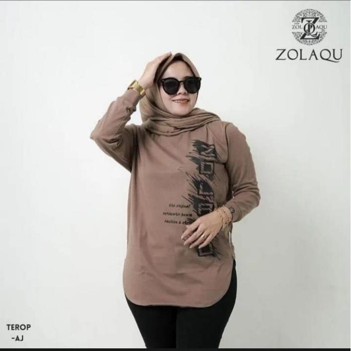 Kaos Wanita Tunik Lengan Panjang 24S [Size M-L-Xl-Xxl] Atasan Zolaqu Oval Atasan Wanita Muslimah Aa