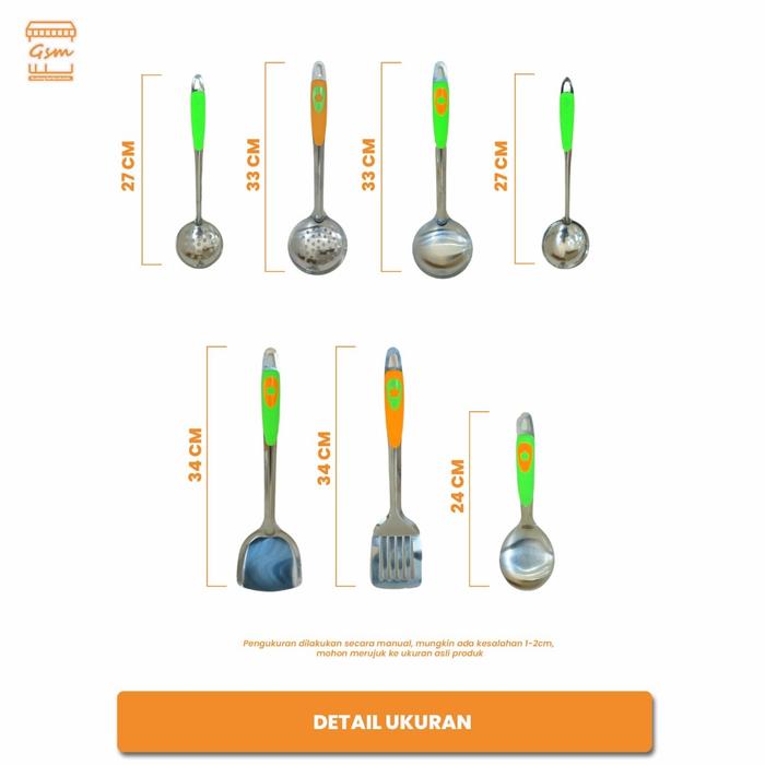 GSM Spatula Set 7pcs Sodet Stainless Motif Jagung / Sutil Sodet Ukuran Jumbo