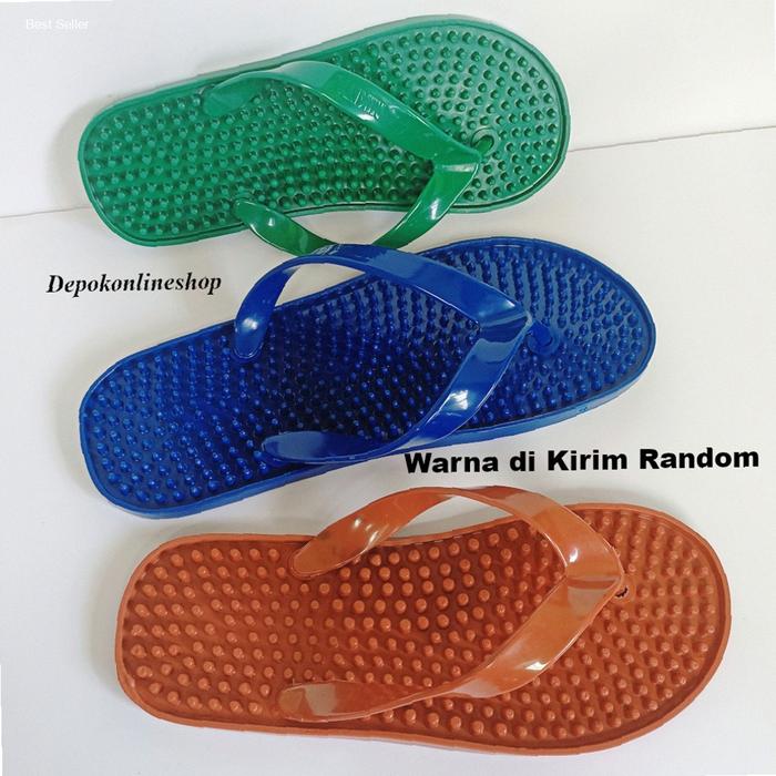 Sandal Refleksi Duri Kecil Sendal Jepit Relaksasi Telapak Kaki Terapi Pria Wanita Plastik Lentur | K