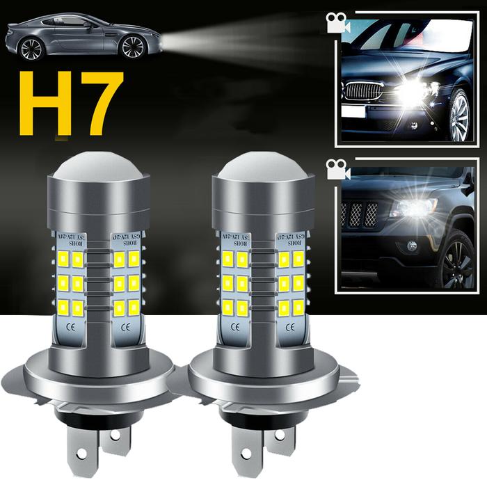 2Pcs H7 LED 15000LM Car Headlights Bulbs 2835 55W High Power 360