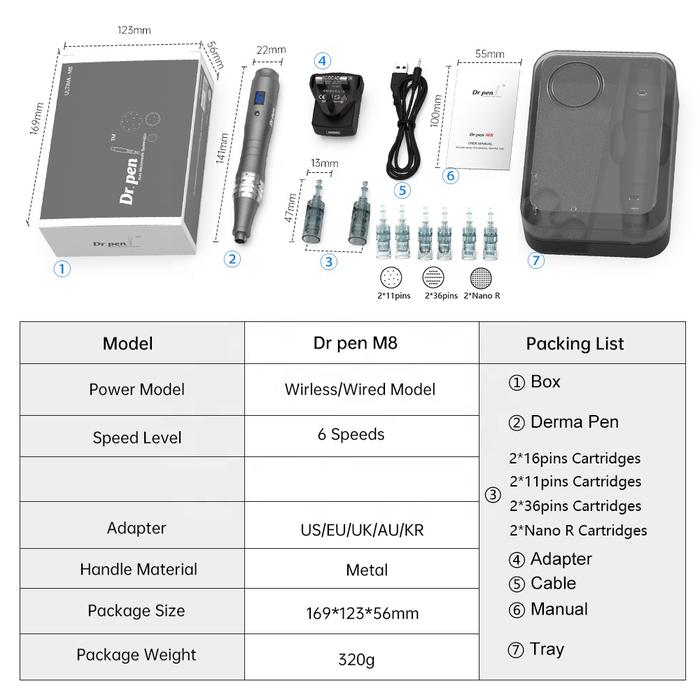 Original Dr.Pen M8 Wireless Dermapen Professional Microneedeling Skin