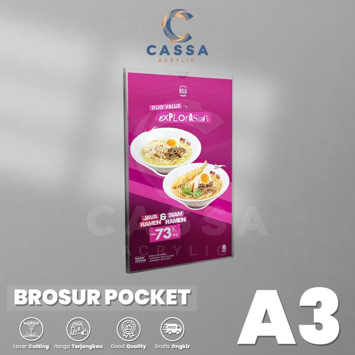 Acrylic Pocket Frame / Akrilik Tempel / Display Brosur A3