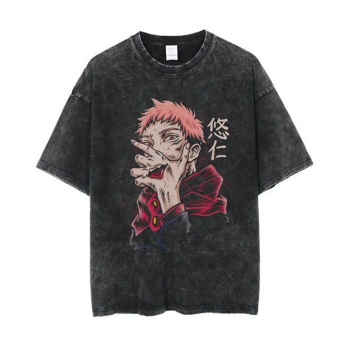 Psycho Crucify "Itadori Yuji" Oversized T-Shirt | Stone Wash | Kaos Yuji Itadori | Anime | Kaos Juju