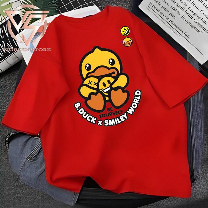 Kaos Cewek Atasan Wanita Katun Premium B Duck Smiley Ukuran Lengkap