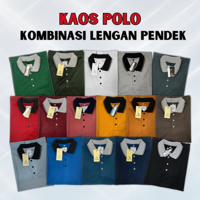 [16 Warna] Paket 3pcs 100 Ribu Kaos Kerah Polos Nevada Pria Dewasa M L XL XXL Jumbo | Polo Shirt Cow