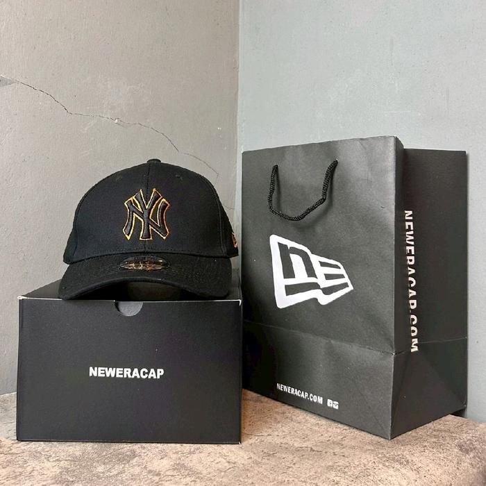 Topi Baseball MLB Caps New Era Hat Logo NY Bordir Hitam List Oren Topi New Era Baseball Caps New Yor