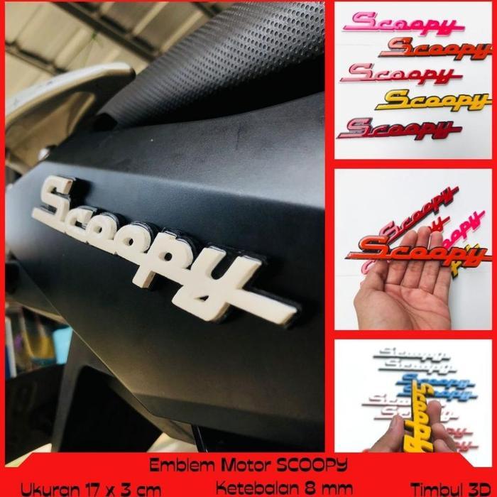 EMBLEM MOTOR SCOOPY LATIN VARIASI TIMBUL 3 DIMENSI AKSESORIS MODIFIKASI MOTOR HONDA SCOOPY BUKAN STI
