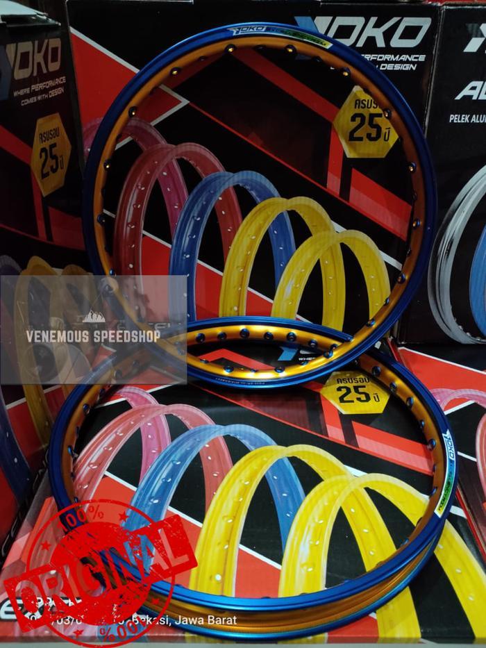 Velg Alumunium Yoko Two Tone Blue/Gold 160x17 Original Thailand
