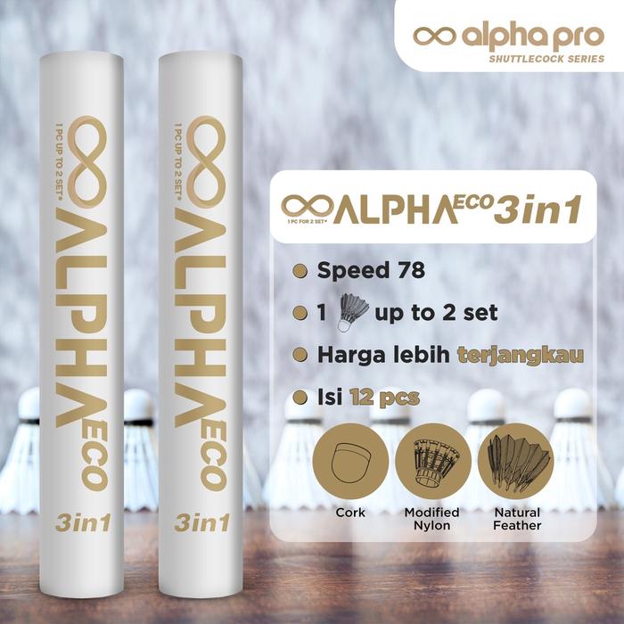 SHUTTLECOCK BADMINTON ALPHA ECO WHITE 3IN1kok bulutangkis