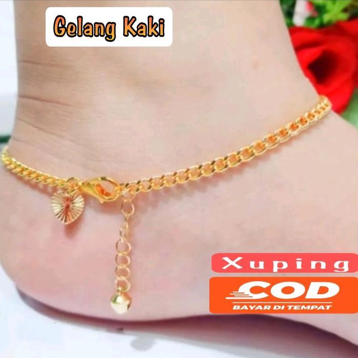 Gelang Kaki Xuping  Motif Rantai Perhiasaan wanita TerBaru Perhiasan Gelang Kaki Wanita