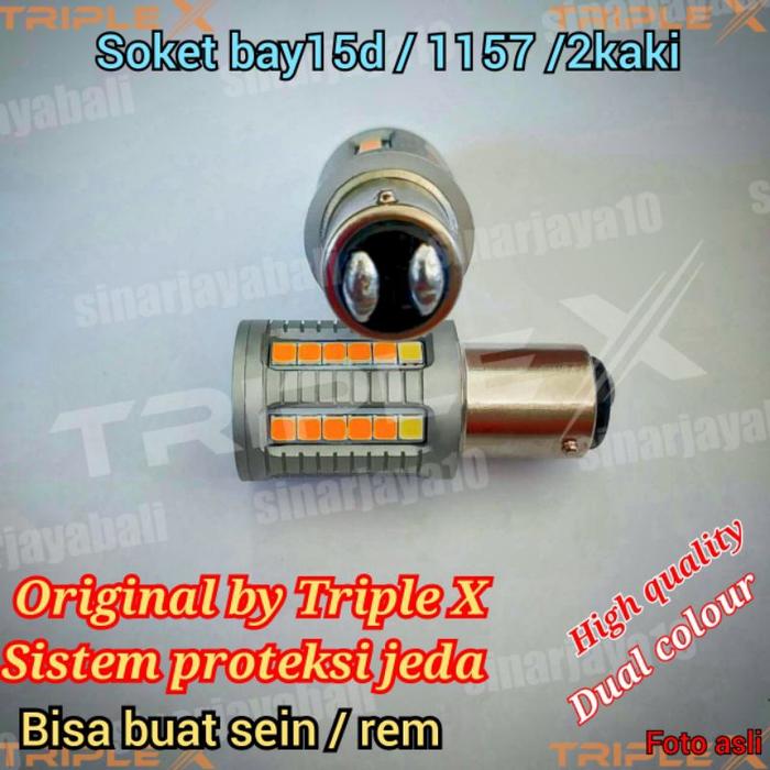 Led Sein 2Kaki Rem Bohlam 1157 Led Sein Bay15D Stop Lamp 2Warna T20 Sen Reting 7443 Leting Lesting R