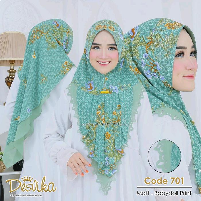 Khimar Motif Cerutty Babydoll Printing DC 701 ORI Desvika - Muslim Syari