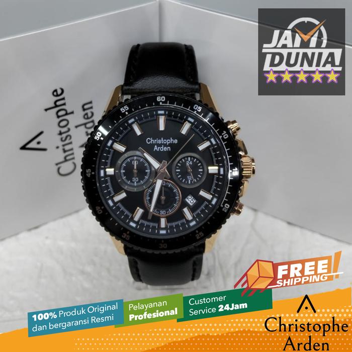 JAM TANGAN PRIA CHRISTOPHE ARDEN CHRONOGRAPH ORIGINAL CAF3006 CAF 3006 CHRISTOPHE ARDEN 3006 BLACK R