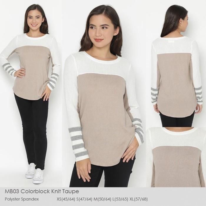 MAURICES 03 Colorblock Knit Taupe Top Baju Atasan Wanita Branded