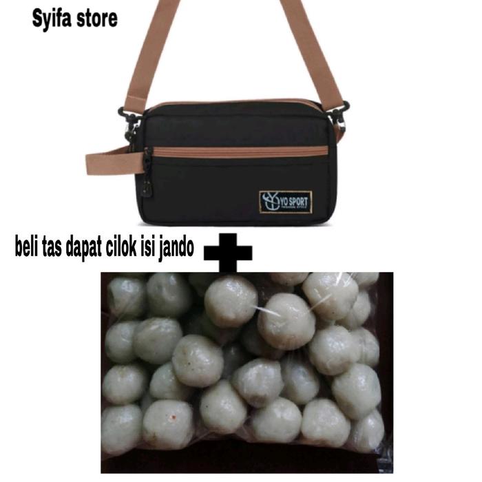 PROMO TAS SLINGBAG TAS SELEMPANG PRIA WANITA SET CILOK ISI JANDO SAPI TAS + CILOK 20 BUTIR