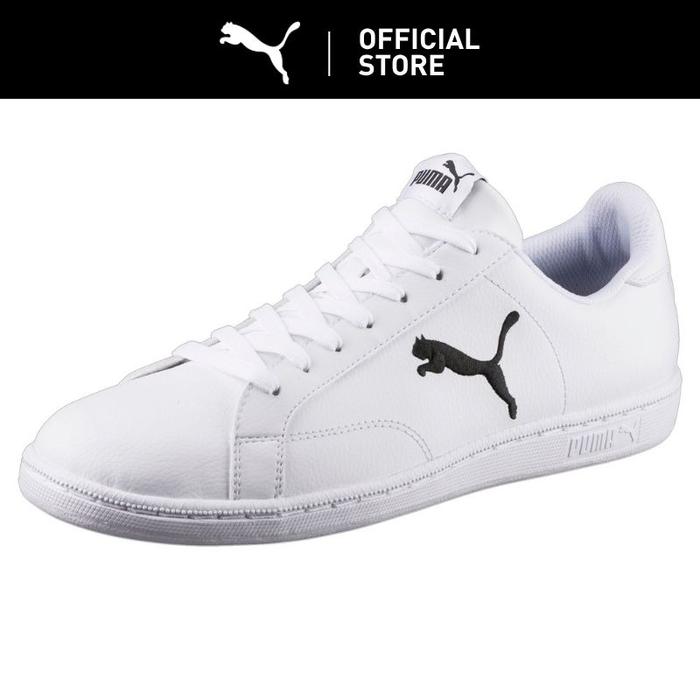 PUMA Sepatu Smash Leather Sneakers-White-Puma Black