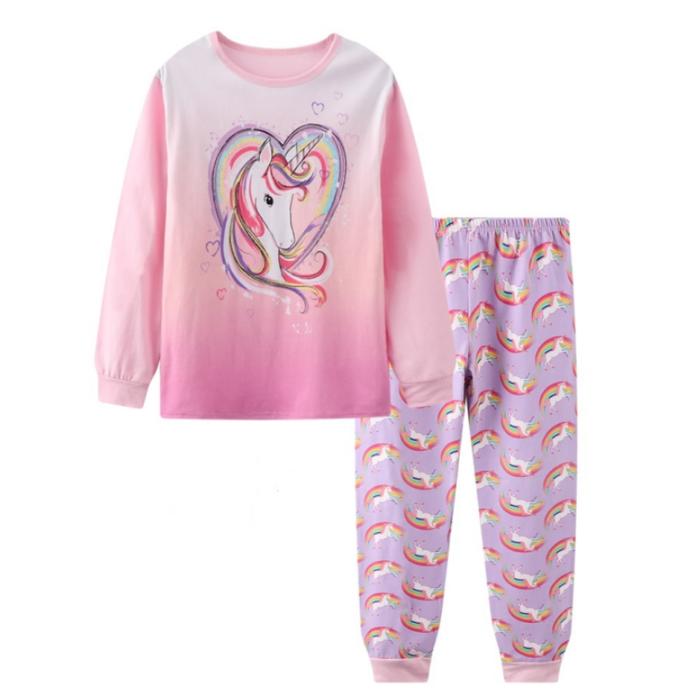 Kids Pajama Set Daisy Cartoon Cotton Soft princess Print Loungewear Long Sleeve Pjs Sleepwear for To