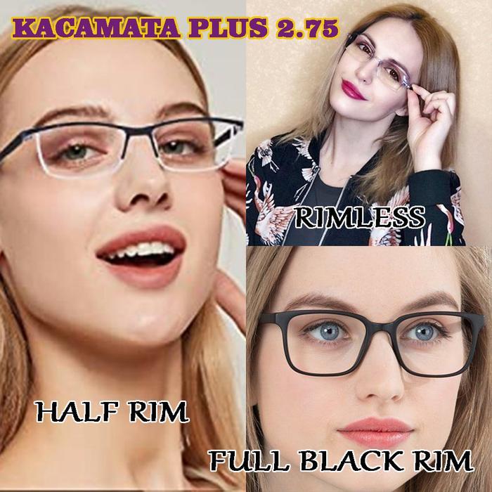 Kacamata Baca nita Lensa Plus 2.75 Frame Full Rimless Bahan Premium