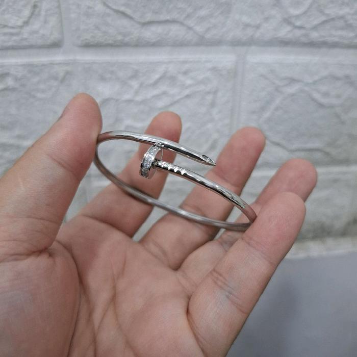 Gelang titanium paku lentur diameter 5.5 ukuran kecil silver