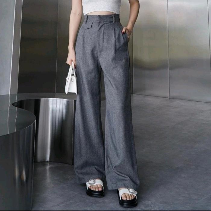 Celana Oro Kulot Anti Kusut Katun Import Premium Tebal Halus Nyaman - Wanita - Hitam - Standar, Kant