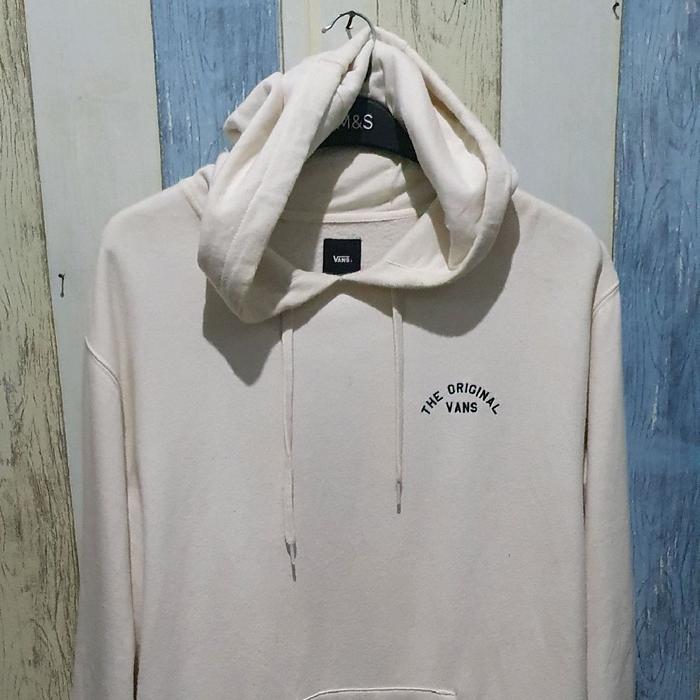 Vans Hoodie Original Putih dengan Logo Hitam dan Tali Serut untuk Gaya Santai