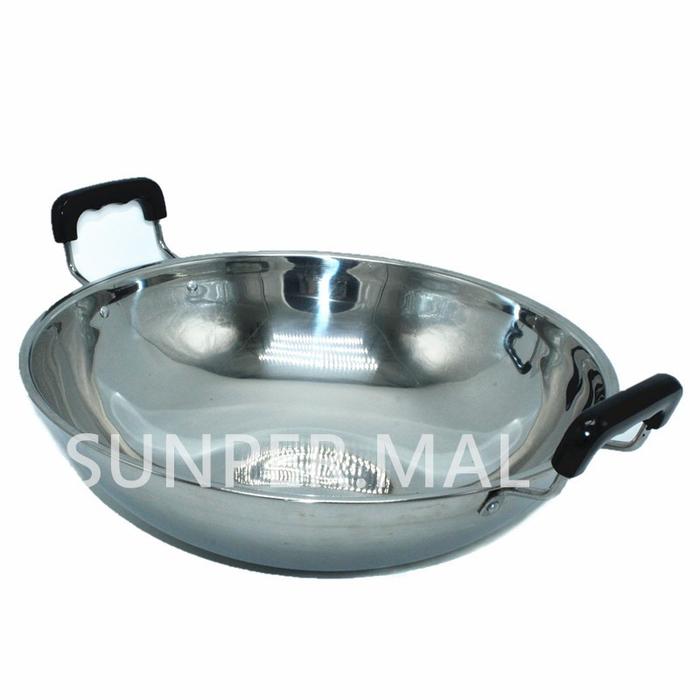 wajan stainless gagang 2 kuali stainless wajan premium tebel