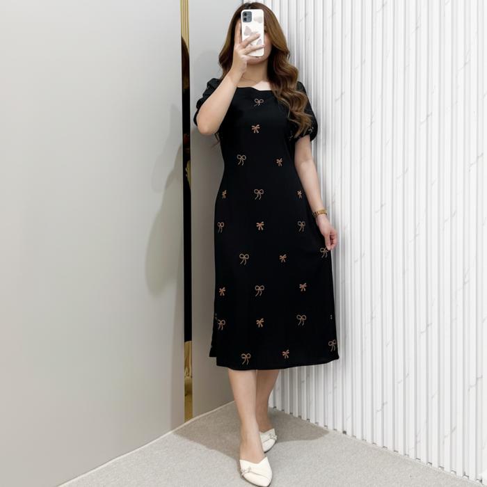 Dress Miranda Rayon Daster Busui Midi Dres Baju Santai Wanita Casual Kekinian Adem Kerah Karet Punda