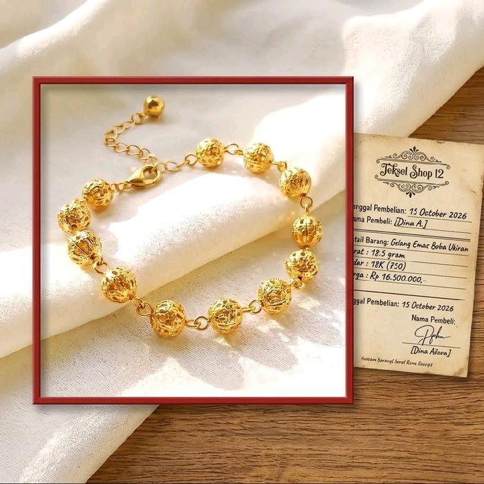 Gelang Tangan Boba Lapis Emas Muda 24k Bisa Cod