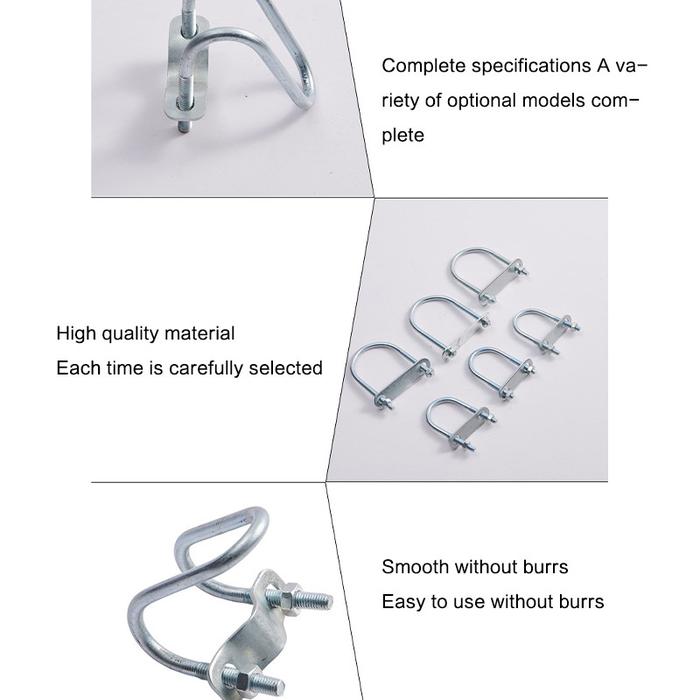 U Bolt M8X20X20 / Klem Pipa Plat Besi Penjepit Pipa Besi Seng Clamp Double U-Shaped