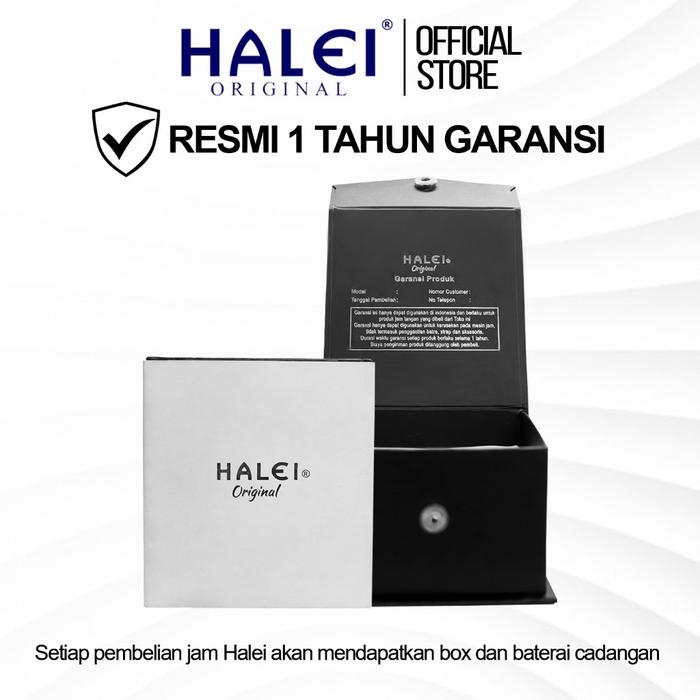 HALEI IND 564 L - Bergaransi Jam Tangan Tanggal Petak Rantai Wanita - Bahan Stainless Steel Back Wat