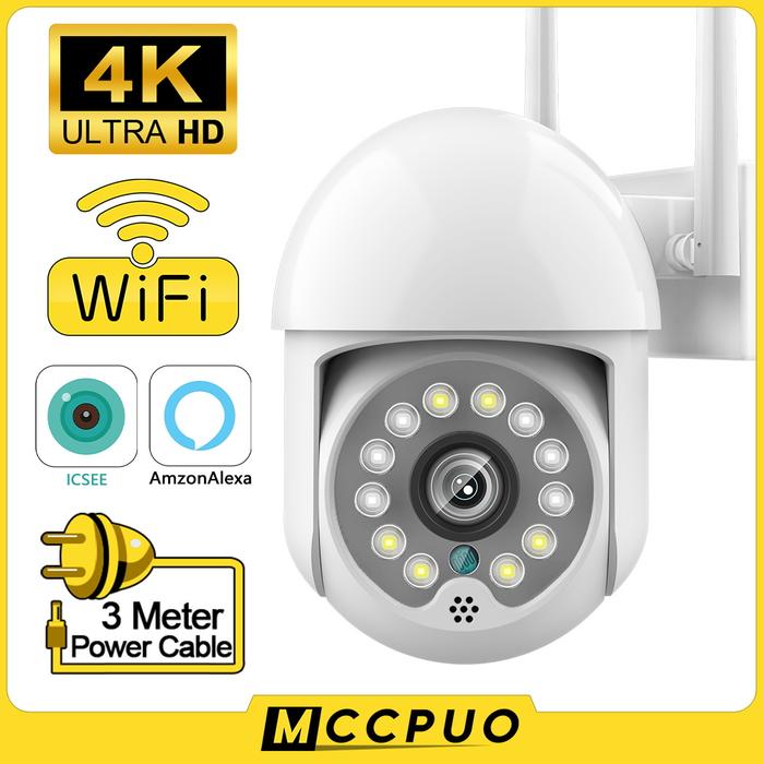 Mccpuo 4K 8MP WIFI Surveillance Camera AI Human Tracking PTZ Camera