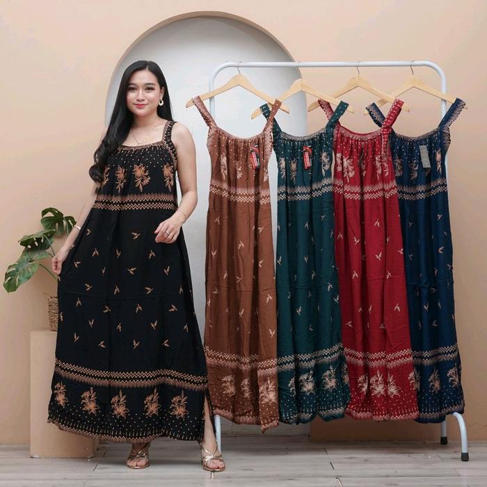 Daster yukensi long drees ld 135 pj 135 baju Tidur  bahan rayon tanpa lengan tali satu yukensi  Panj