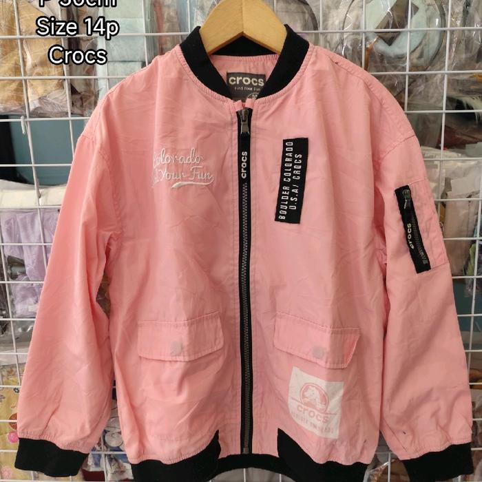 jaket anak preloved crocs pink size 140