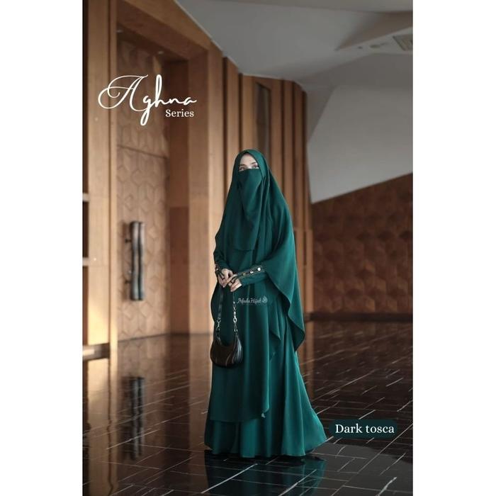Ready Aghna Series Gamis Set Jilbab Instan French Khimar Cadar Syari Jetblack Baby Yoris Afada Hijab