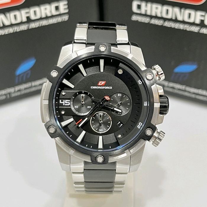 JAM TANGAN PRIA CHRONOFORCE CF 5339G BLACK SILVER Analog