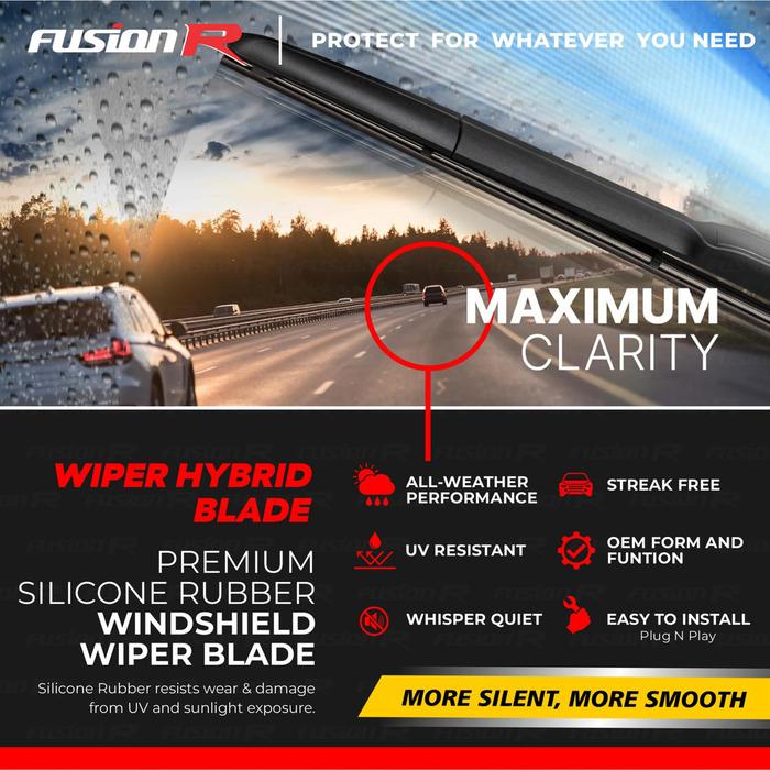 Fusion R Wiper Kaca Mobil Toyota Raize / Rocky Karet Wiper Frameless Hybrid Blade Set Premium