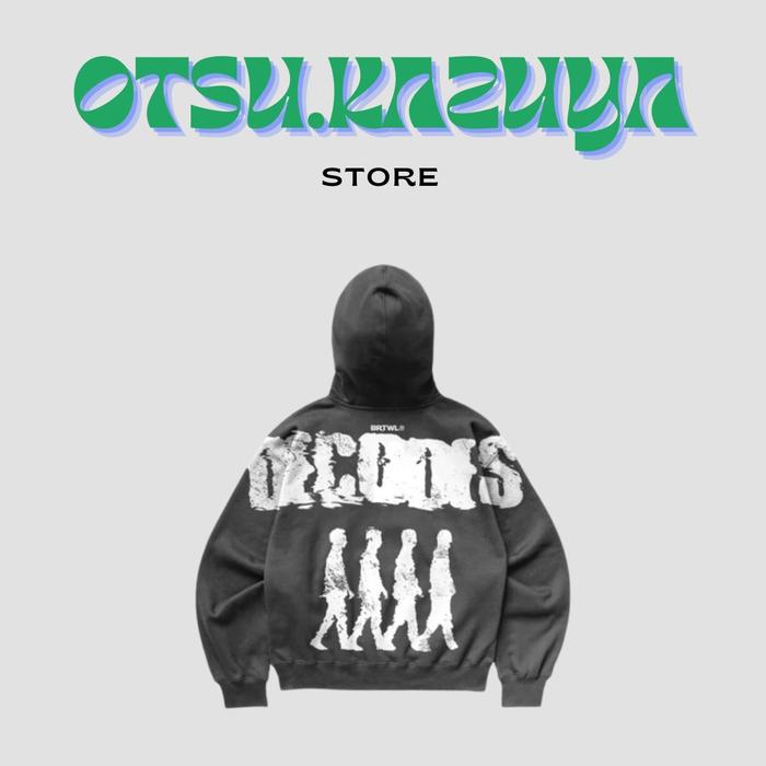BRTWL HOODIE BOXY OVERSIZE DECODES DARK GRAY Unisex Sablon Bulu Cewek hoodie shutdown Cowok Fleece