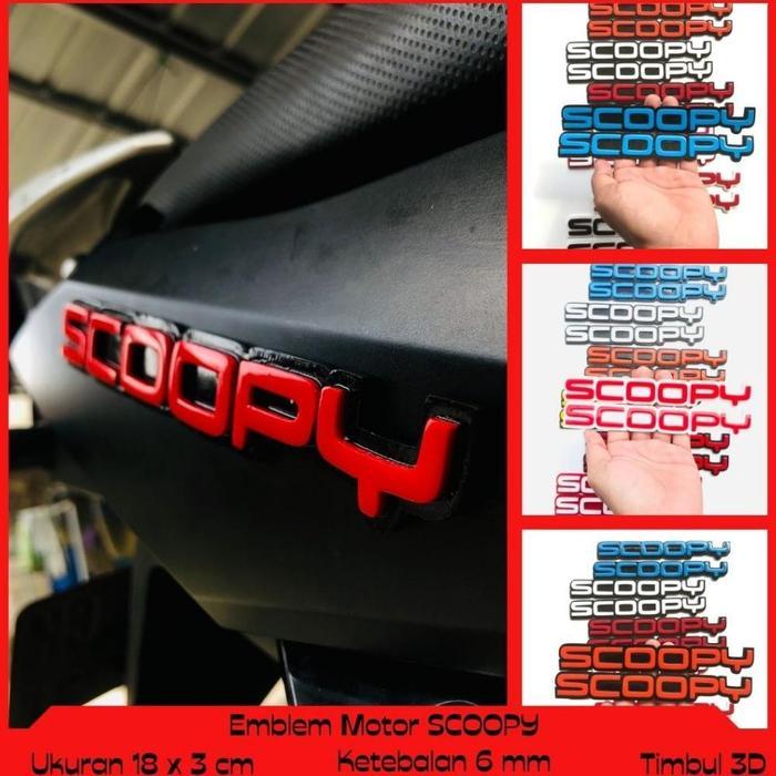 EMBLEM MOTOR SCOOPY VARIASI TIMBUL 3 DIMENSI AKSESORIS MODIFIKASI MOTOR HONDA SCOOPY BUKAN STIKER BU