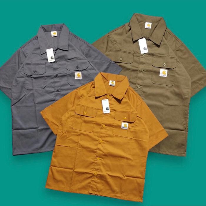 WORKSHIRT CARHART WIP / KEMEJA KERJA / BAJU KERAH UNISEX / WORK SHIRT FULL TAG DRILL POLOS SANTAI Pr