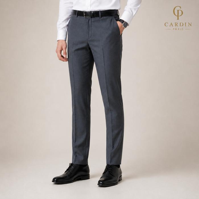 Celana Formal Pria Slim Fit Original CARDIN PARIS Hitam Bahan Wolfis Diamond Luxury Soft Semi Casual