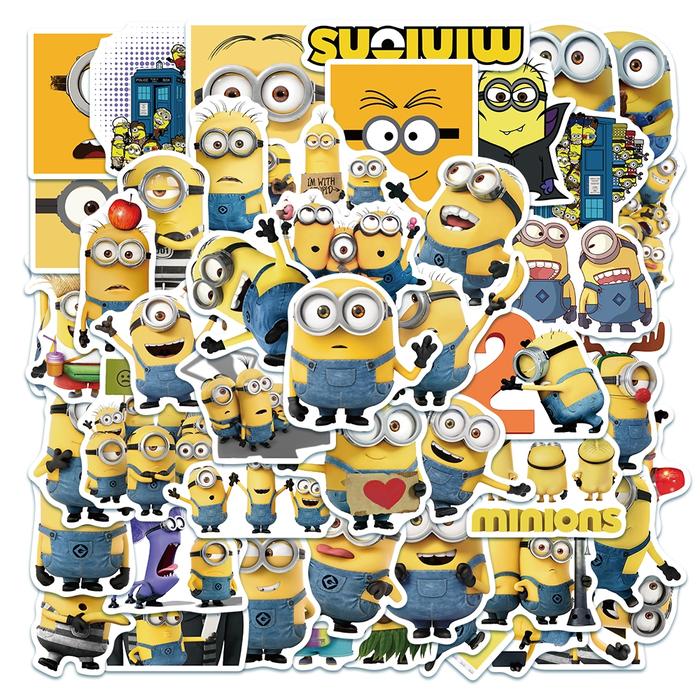 [50PCS]Stiker Lucu Kartun Minions Stiker Kualitas tinggi Tahan Gores Decal Vinyl Anti Air- Sticker A