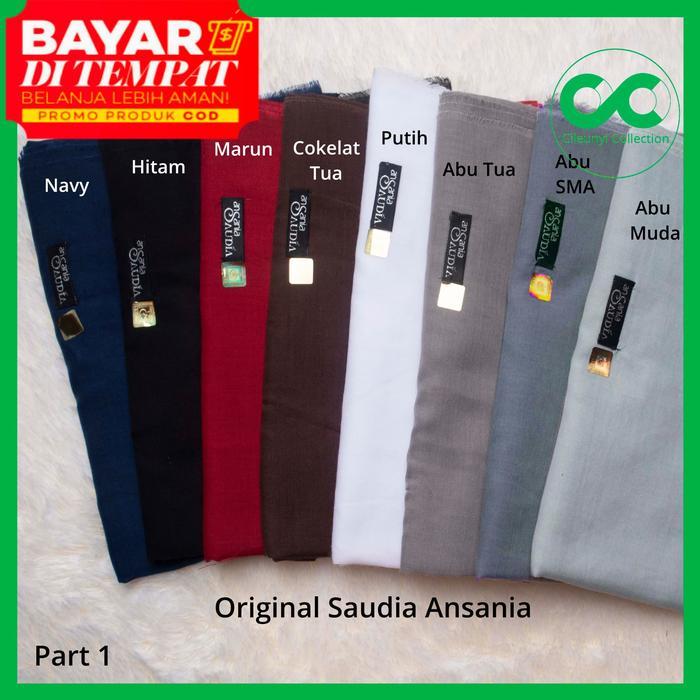 Saudia Exclusively Ansania Rawis Square Hijab Jilbab Cotton Voile 110x110 cm Pilihan Warna Abu Biru 