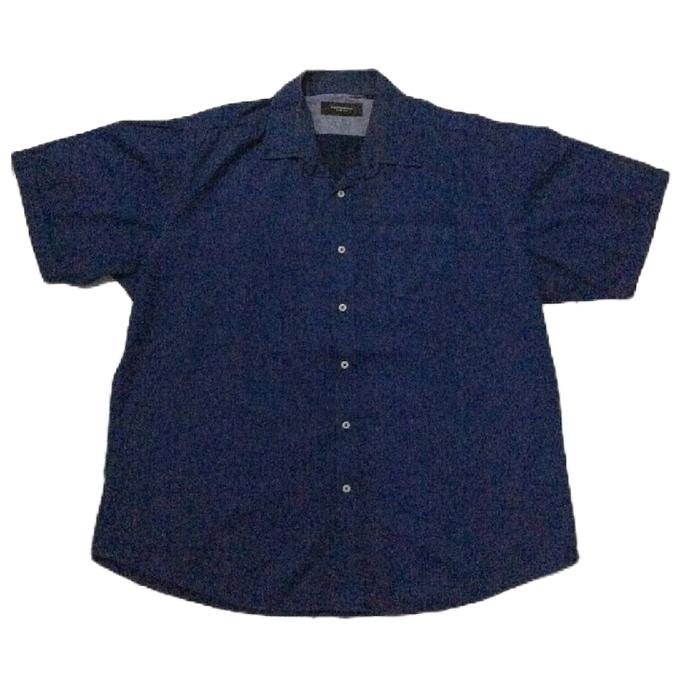 kemeja Pria fit the executive original preloved katun  Baju biru garis  Boyfriend full kancing no mi
