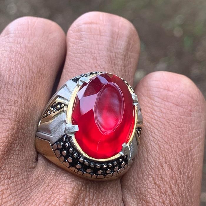 Cincin Titanium Pria batu red baron pacitan