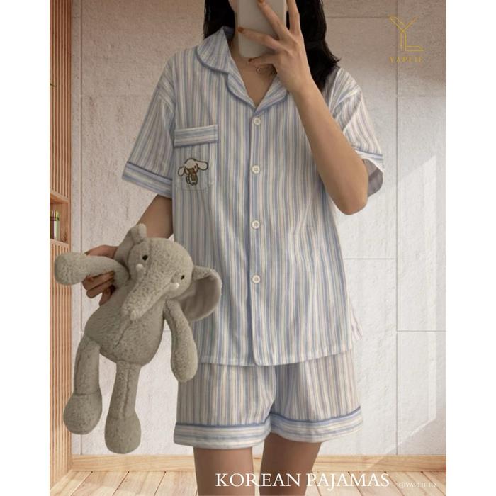 KLECE01 Yaplie Baju Tidur Wanita Piyama Set Kemeja Cinnamoroll Melody Kuromi Sailor Moon Import