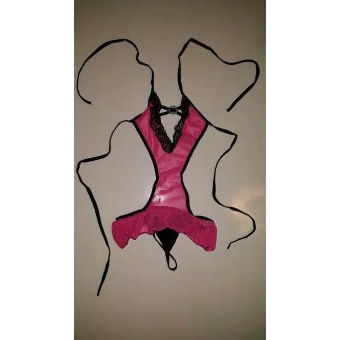 NEW lingerie teddy halter deep v neck