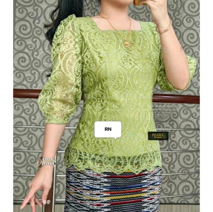Blouse Kebaya Brokat Model Tangan Balon Terbaru/Kebaya lengan balon/kebaya pesta mewah/Kebaya wisuda