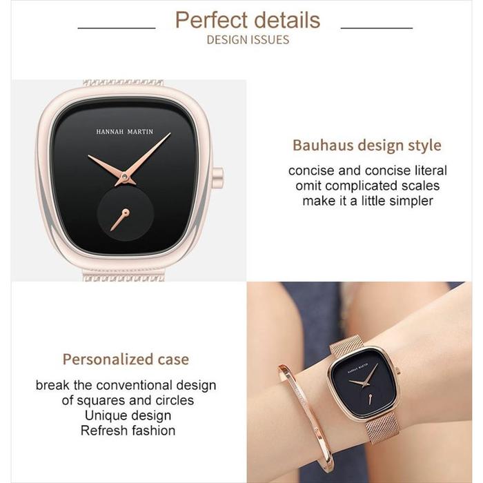 Jam Tangan Analog Wanita Hannah Martin HM1251 Stainless Steel Mesh Water Resist Original + Free Box