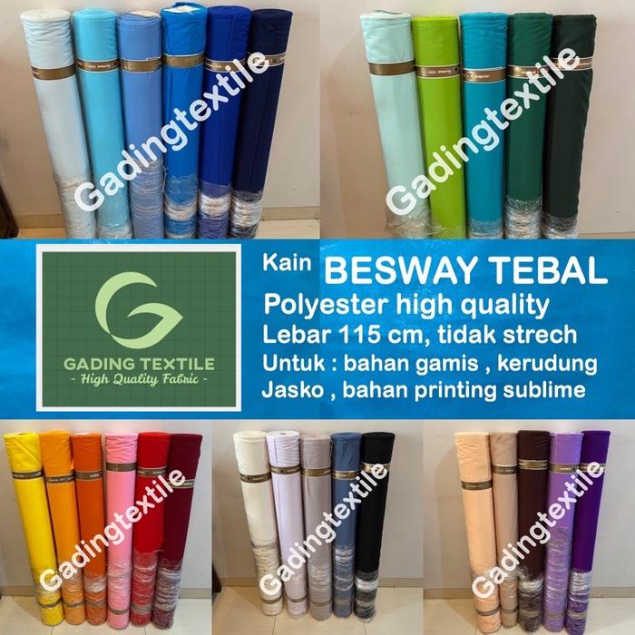 kain BSY BESWAY TEBAL polyester lbr 115 cm ECERAN bahan gamis koko kaftan kerudung printing sublime 